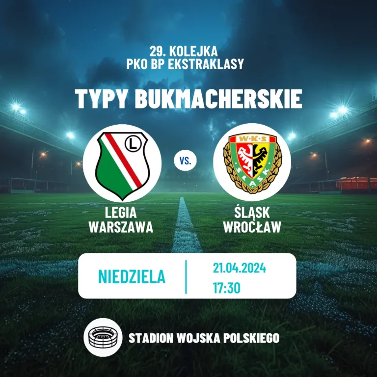 Legia Warszawa – Śląsk Wrocław: kursy i typy (21.04