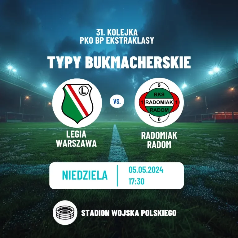 Legia Warszawa – Radomiak Radom: kursy i typy (05.05