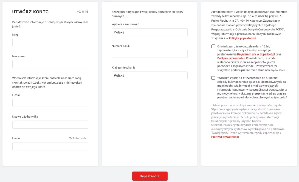 rejestracja superbet